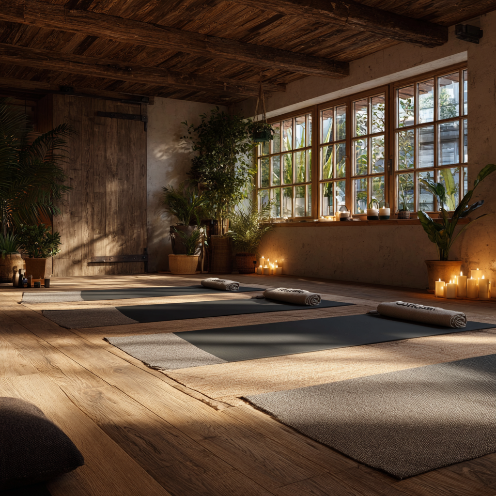 Группа людей практикує йогу на свіжому повітрі